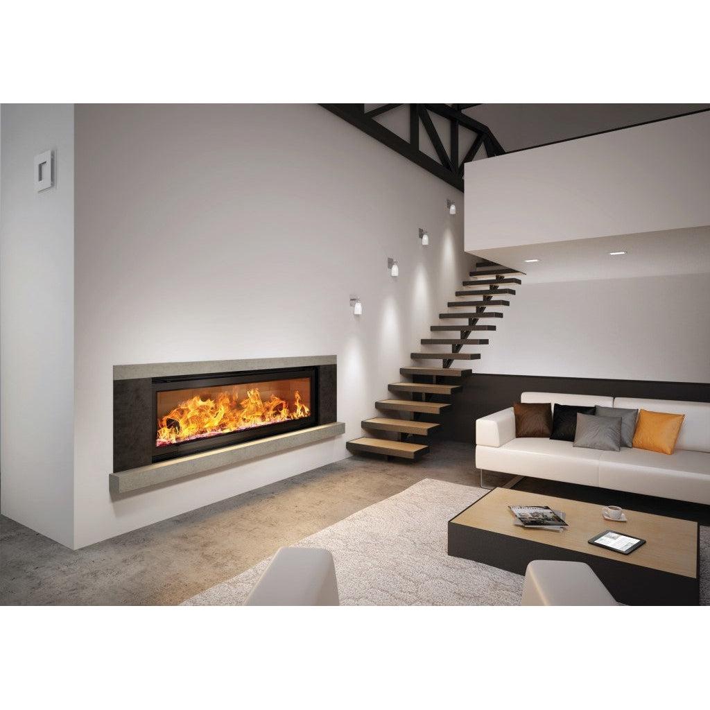 AXIS H1600 XXL Panoramic Single Sided Inbuilt Wood Fireplace With Lift & Swing Door