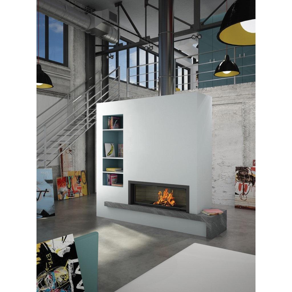Axis H1600 Panoramic Single Sided Inbuilt Wood Fireplace With Lift & Swing Door
