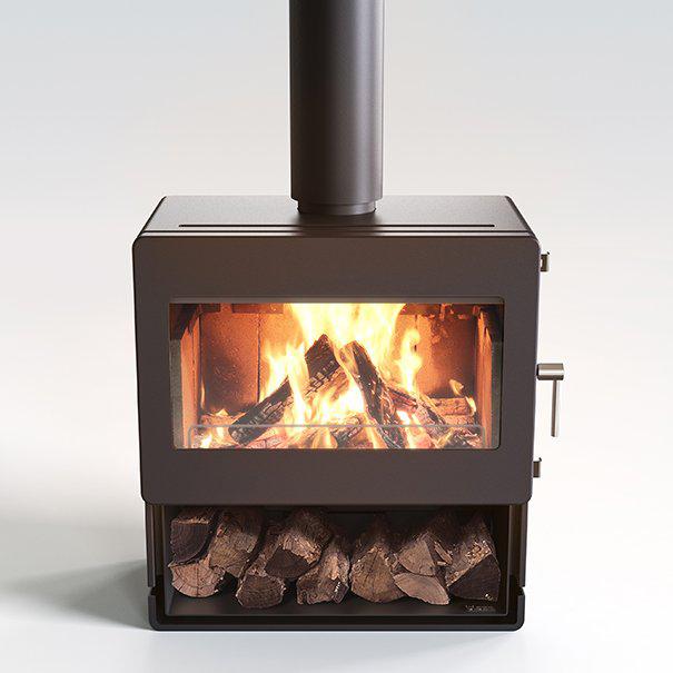 Blaze B700 Wood Fireplace with Wood Stacker