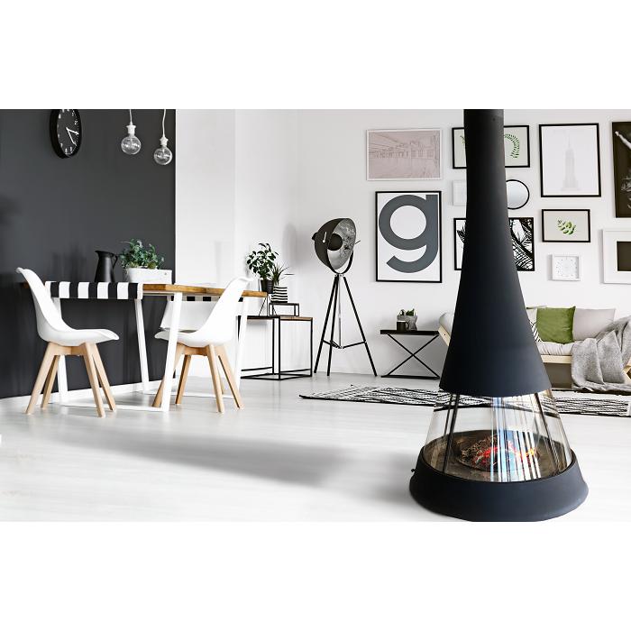Bordelet LINEA 914 Central Wood Fireplace - Intense Black
