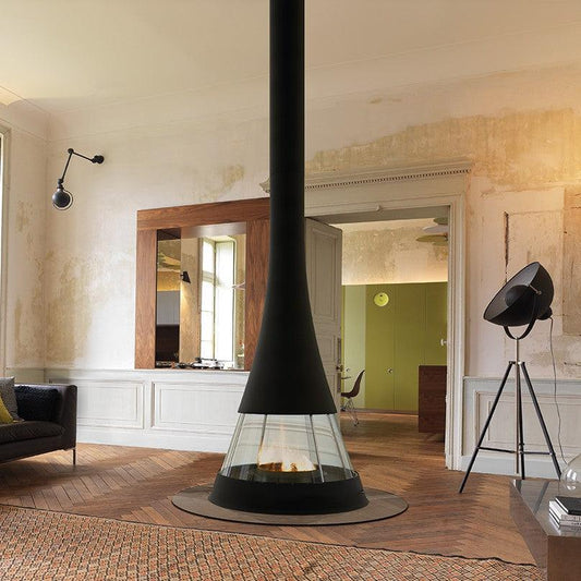 Bordelet LINEA 914 Central Wood Fireplace - Intense Black