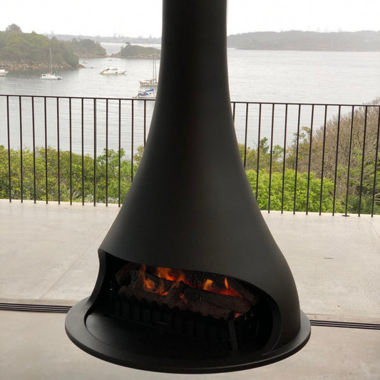 Bordelet TATIANA 997 Central Non-Rotating Hanging Fireplace With Gas Burner - Intense Black or Anthracite Grey