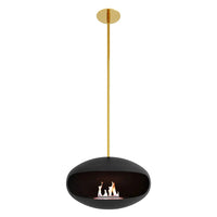 Cocoon Aeris Hanging Ethanol Fireplace - Matt Black With Straight Pole
