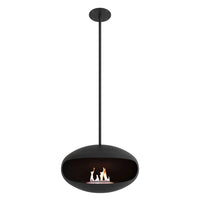 Cocoon Aeris Hanging Ethanol Fireplace - Matt Black With Straight Pole