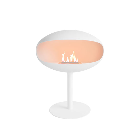 Cocoon Pedestal Standing Ethanol Fireplace - Matt White