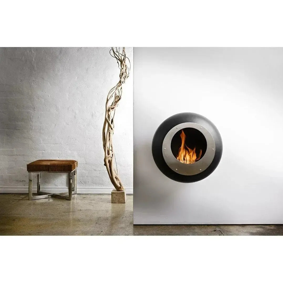 Cocoon Vellum Wall Mounted Ethanol Fireplace - Matt Black