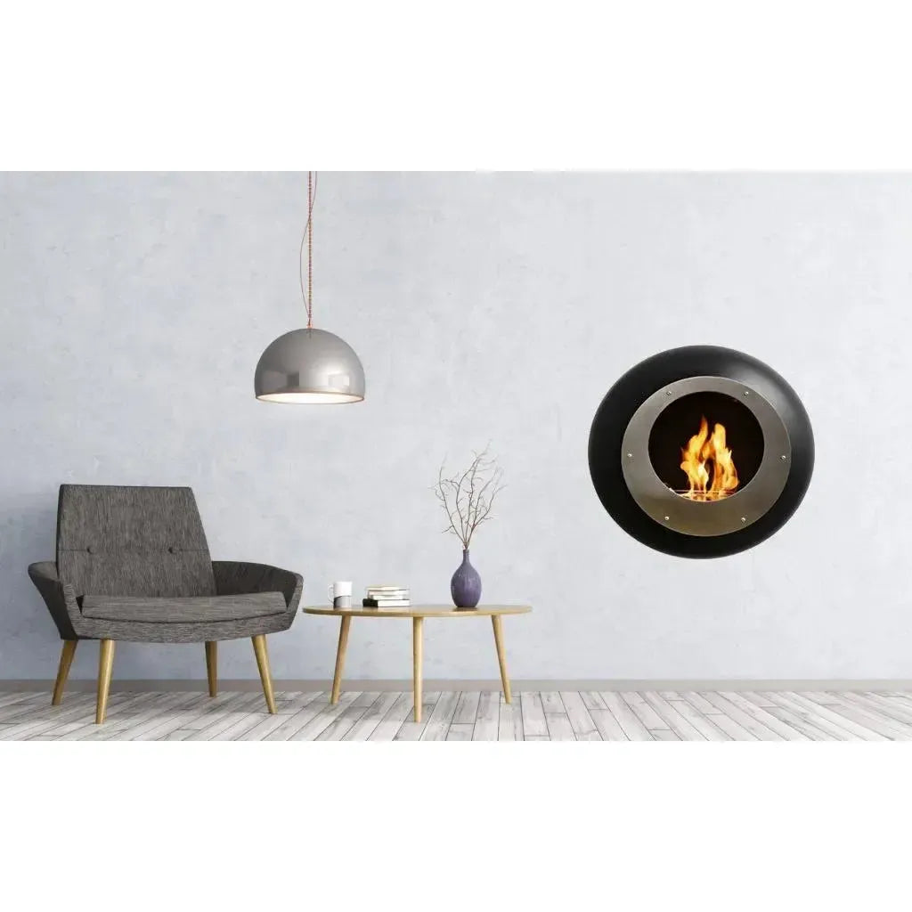 Cocoon Vellum Wall Mounted Ethanol Fireplace - Matt Black
