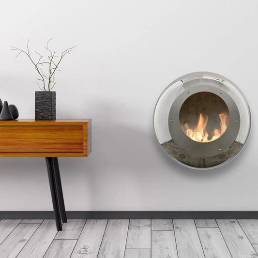 Cocoon Vellum Wall Mounted Ethanol Fireplace - Stainless Steel