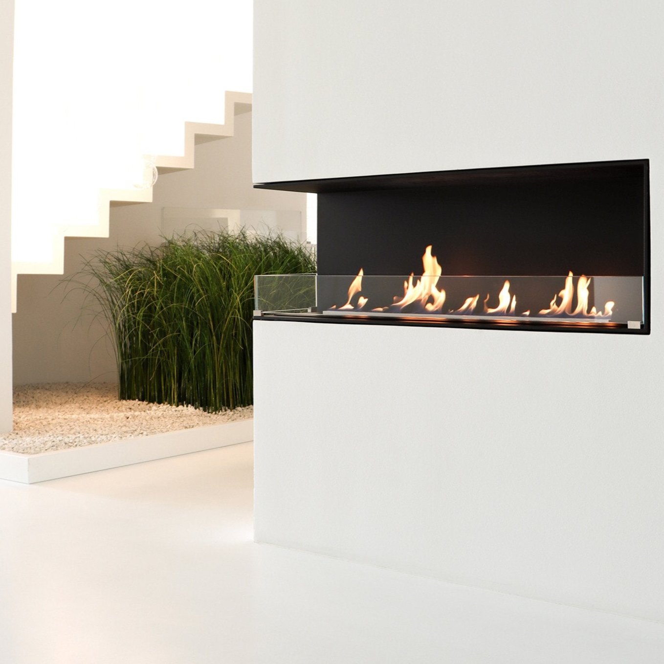 Decoflame Montreal Left Corner Ethanol Fireplace with Net Zero Burner