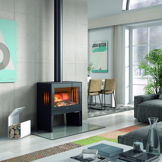 Hergom Glance L Freestanding Wood Fireplace With Legs