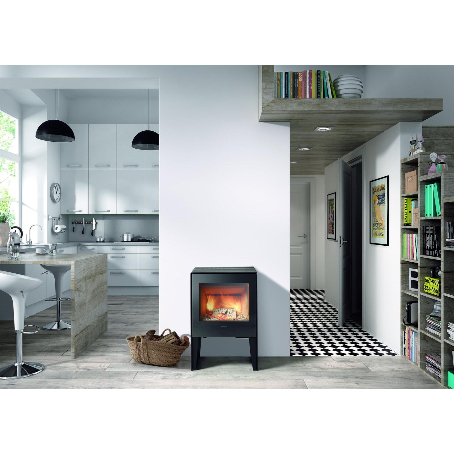 Hergom Glance M Freestanding Wood Fireplace