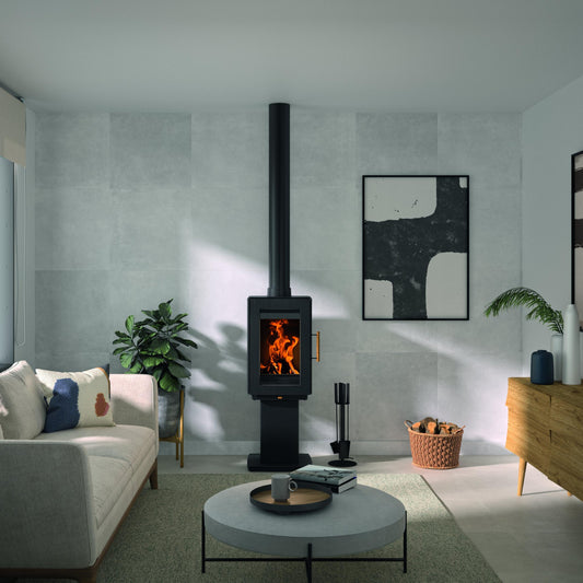Hergom Glow With Pedestal Freestanding Wood Fireplace