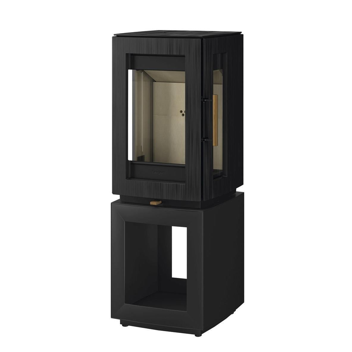 Hergom Glow With Wood Storage Freestanding Wood Fireplace