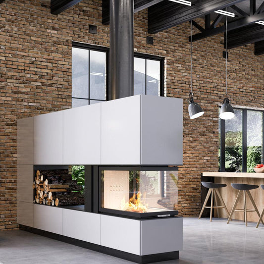 Hestia 1000 Guillotine Peninsula Wood Fireplace