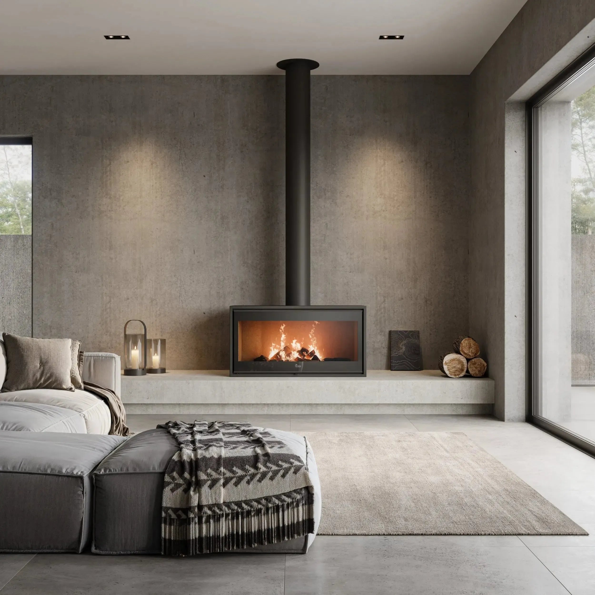 Lacunza Silver 1000 Free Standing Wood Fireplace