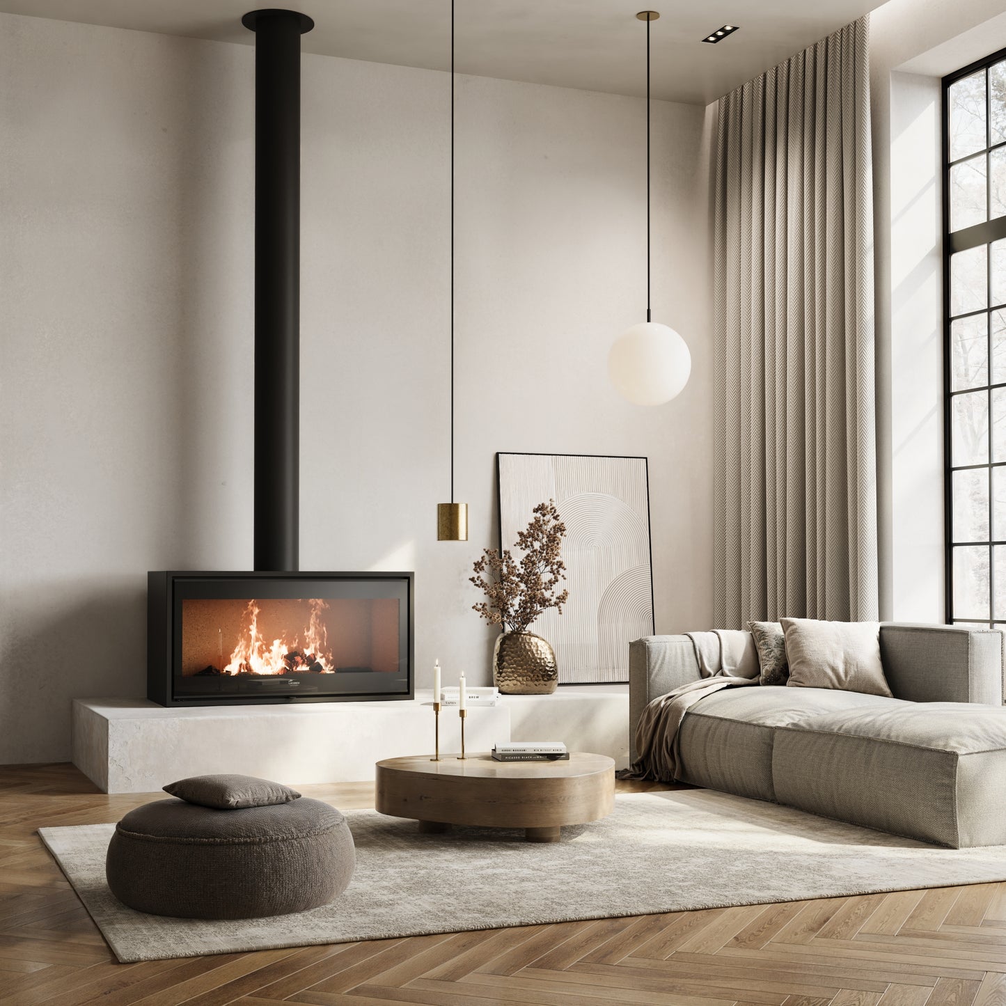 Lacunza Silver 1000 Free Standing Wood Fireplace