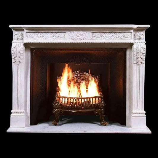 Louis Xvi Centre Flower Marble Mantle White