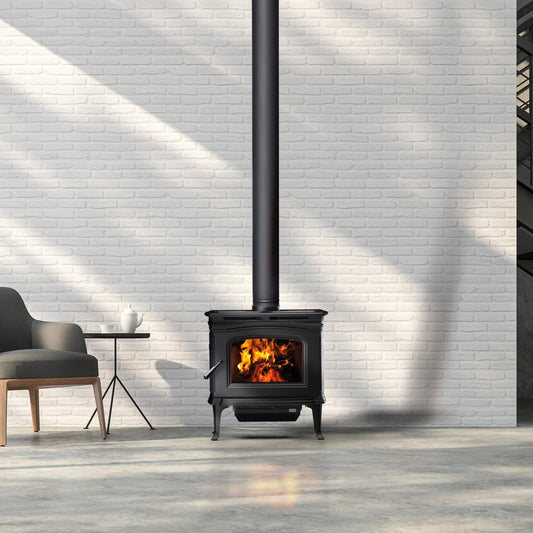 Pacific Energy Alderlea T4 LE2 Metallic Black Freestanding Wood Fireplace