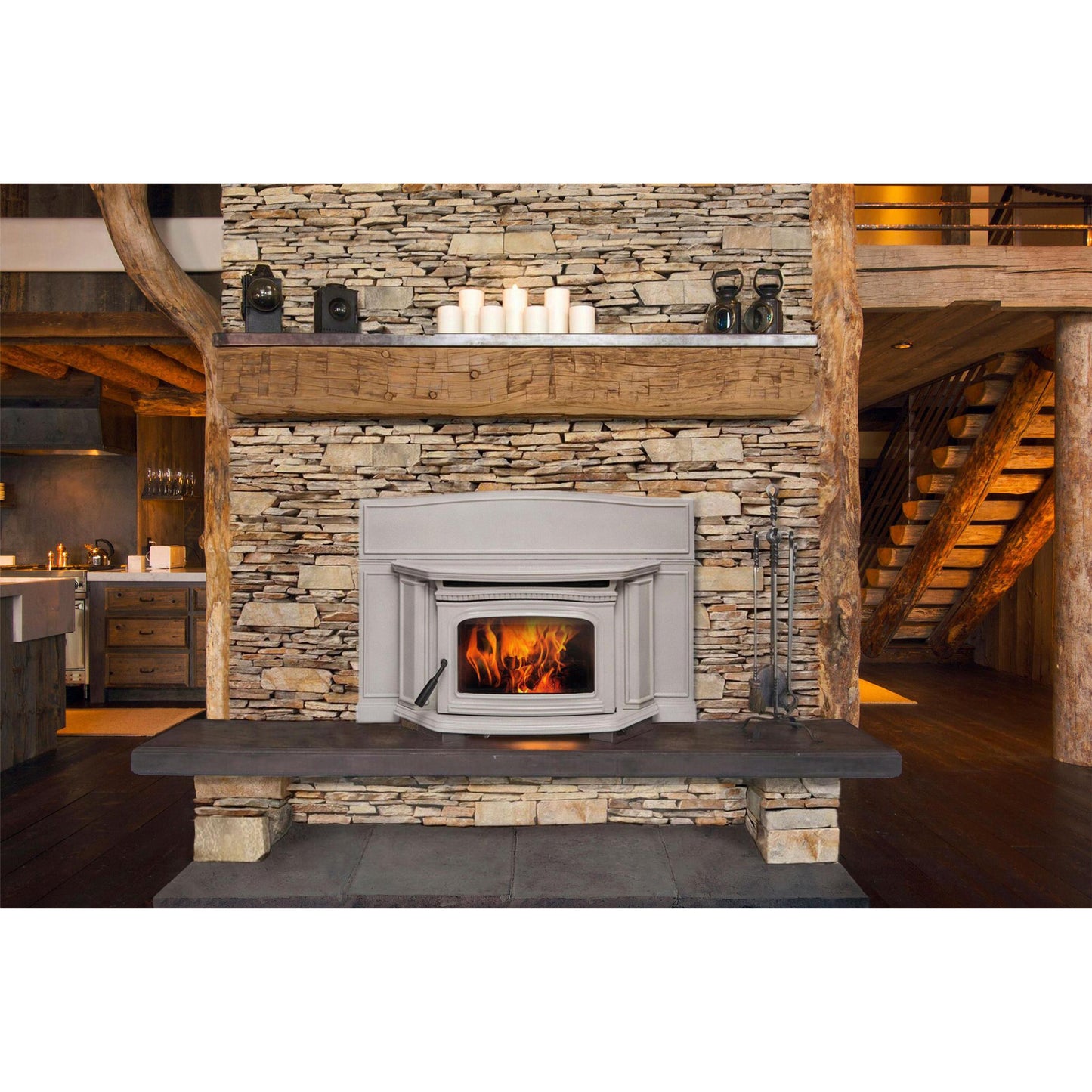 Pacific Energy Alderlea T5 Antique White Enamel Inbuilt Wood Fireplace