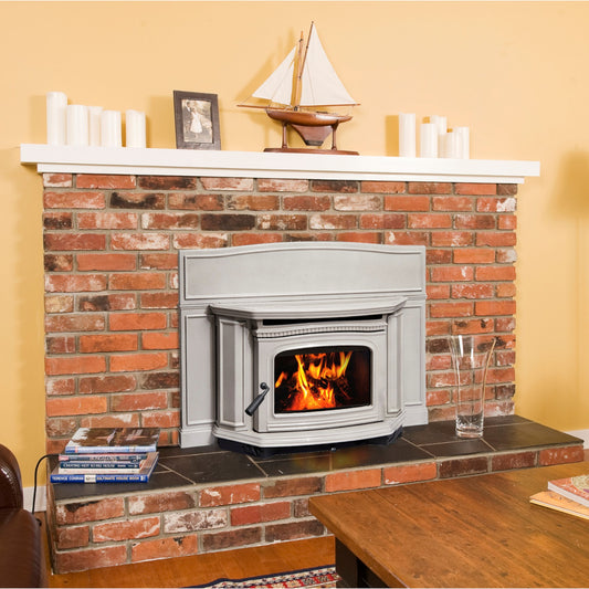 Pacific Energy Alderlea T5 Antique White Enamel Inbuilt Wood Fireplace