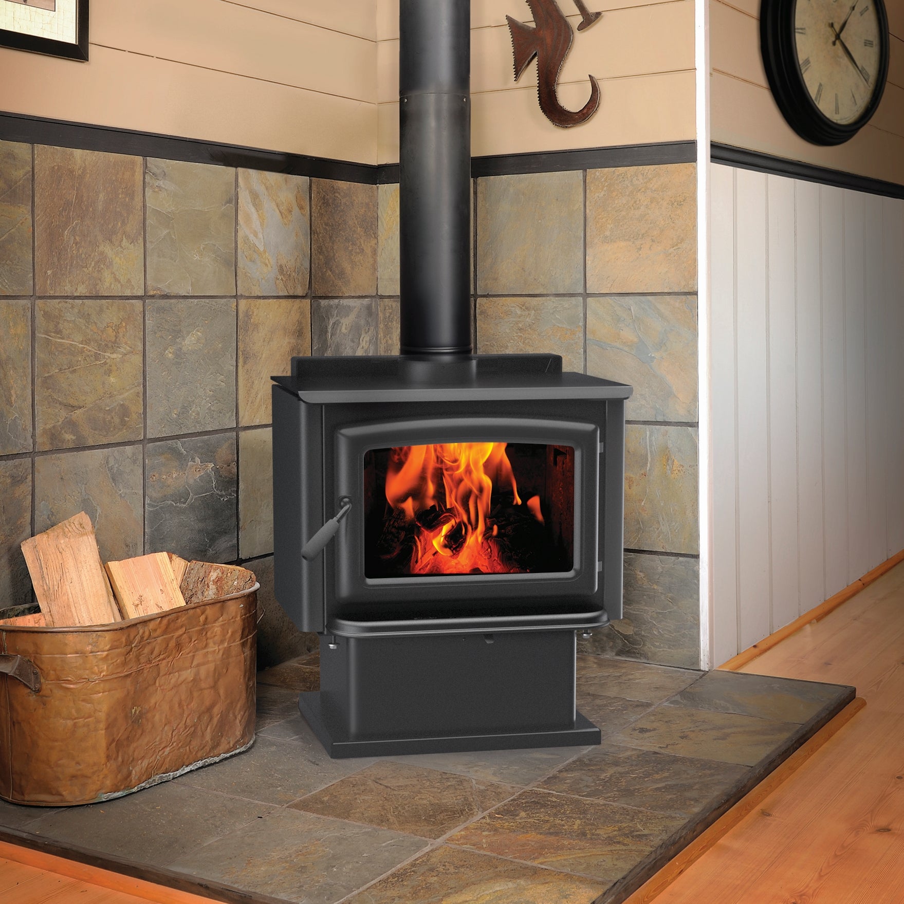 Pacific Energy Vista LE2 With Pedestal Freestanding SMART Wood Fireplace