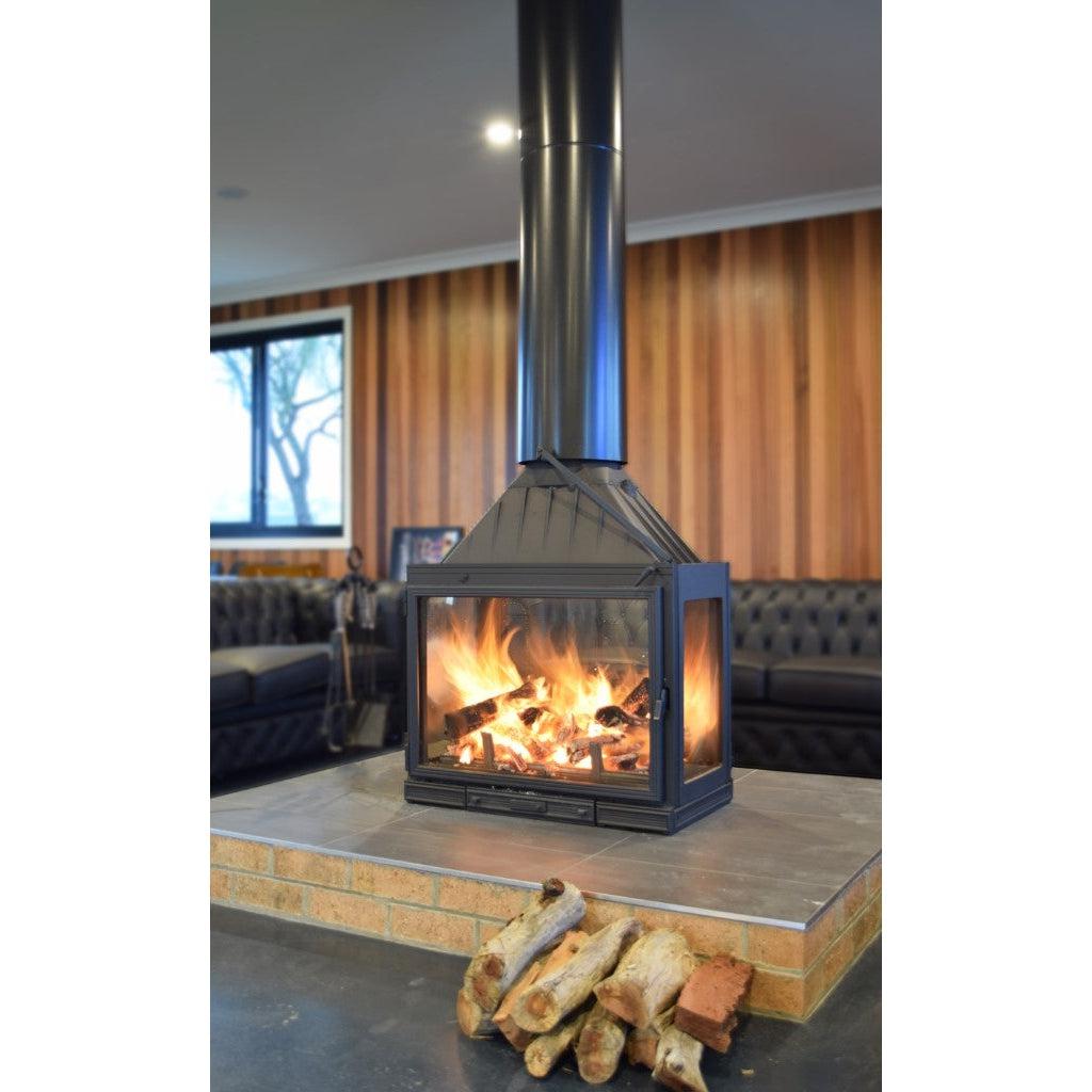 Seguin MultiVision 8000 Wood Fireplace With 4 Sided Firebox, 2 Small Side Glass & 2 Swing Doors