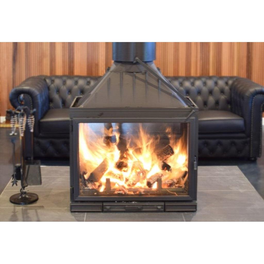 Seguin MultiVision 8000 Wood Fireplace With 4 Sided Firebox, 2 Small Side Glass & 2 Swing Doors