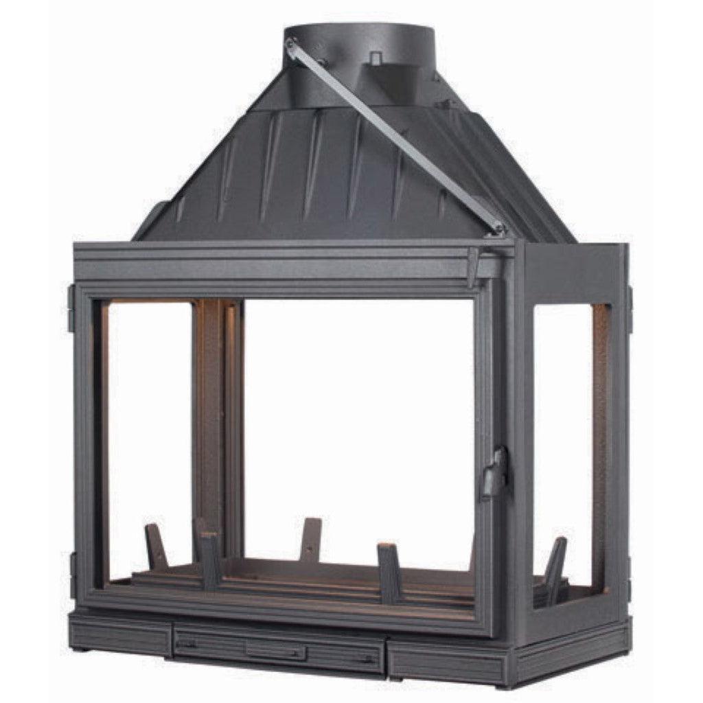 Seguin MultiVision 8000 Wood Fireplace With 4 Sided Firebox, 2 Small Side Glass & 2 Swing Doors