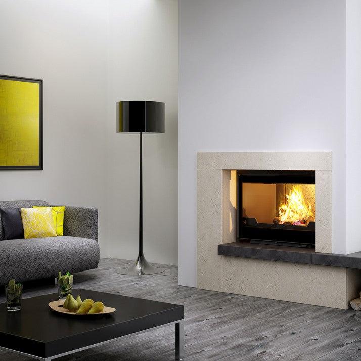 Seguin Super 9 Wood Fireplace With Swing Door & Black Line Glass