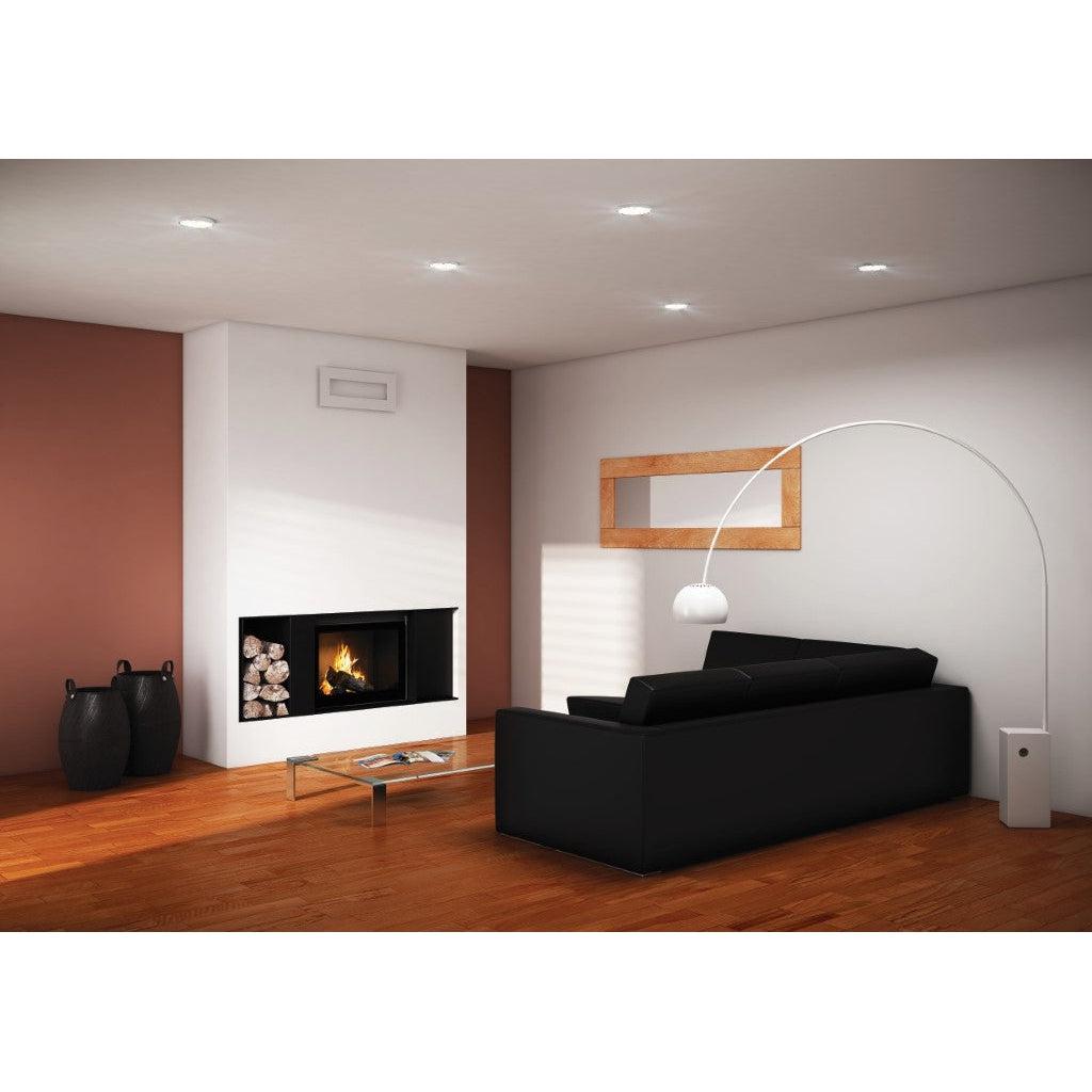 Seguin Visio 8 Plus Wood Fireplace With Swing Door, Lift, Black Line Glass & Brick Lining