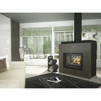 Seguin Visio 8 Plus Wood Fireplace With Swing Door, Lift, Black Line Glass & Brick Lining