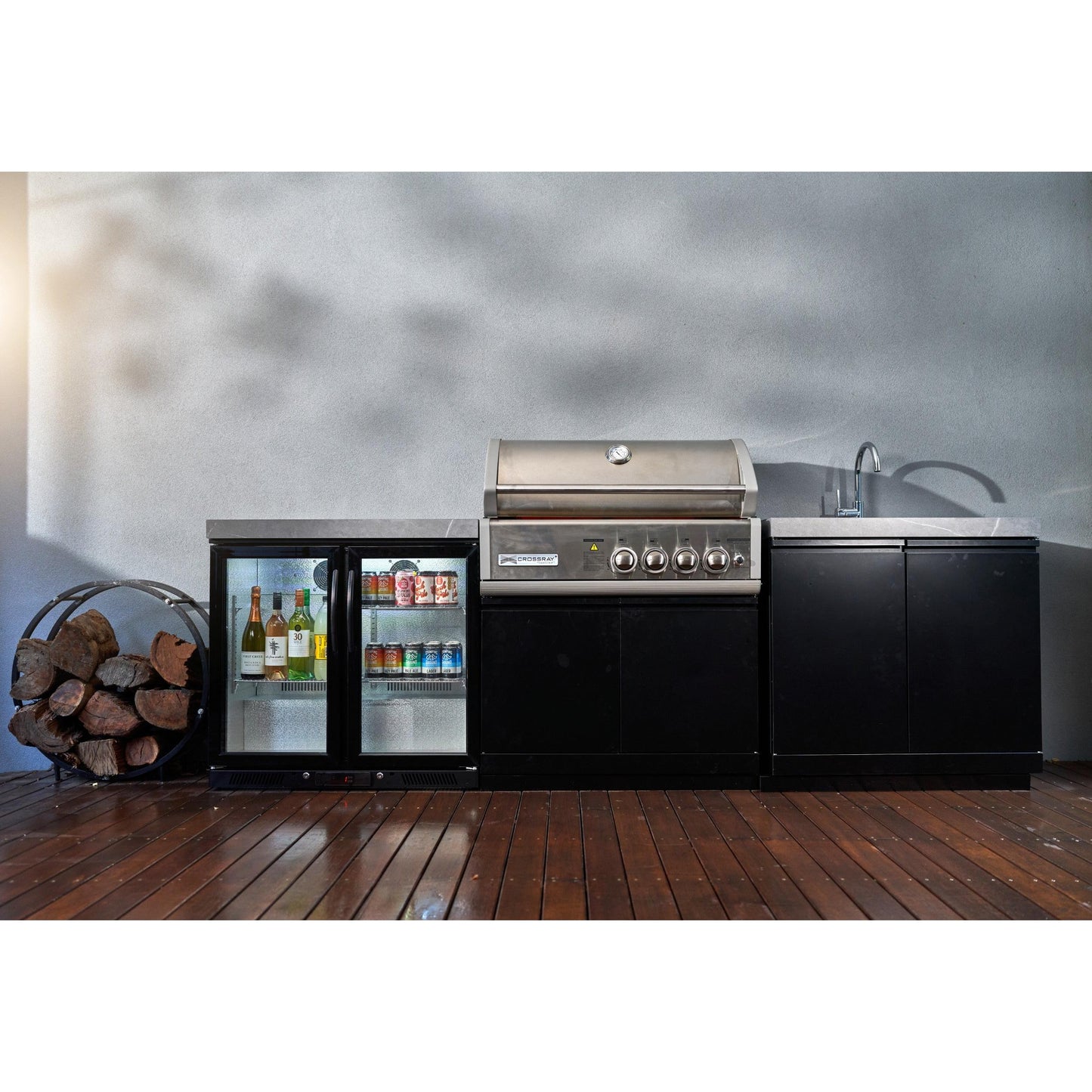 Crossray 4 Burner Gas Outdoor Kitchen Grey Bench