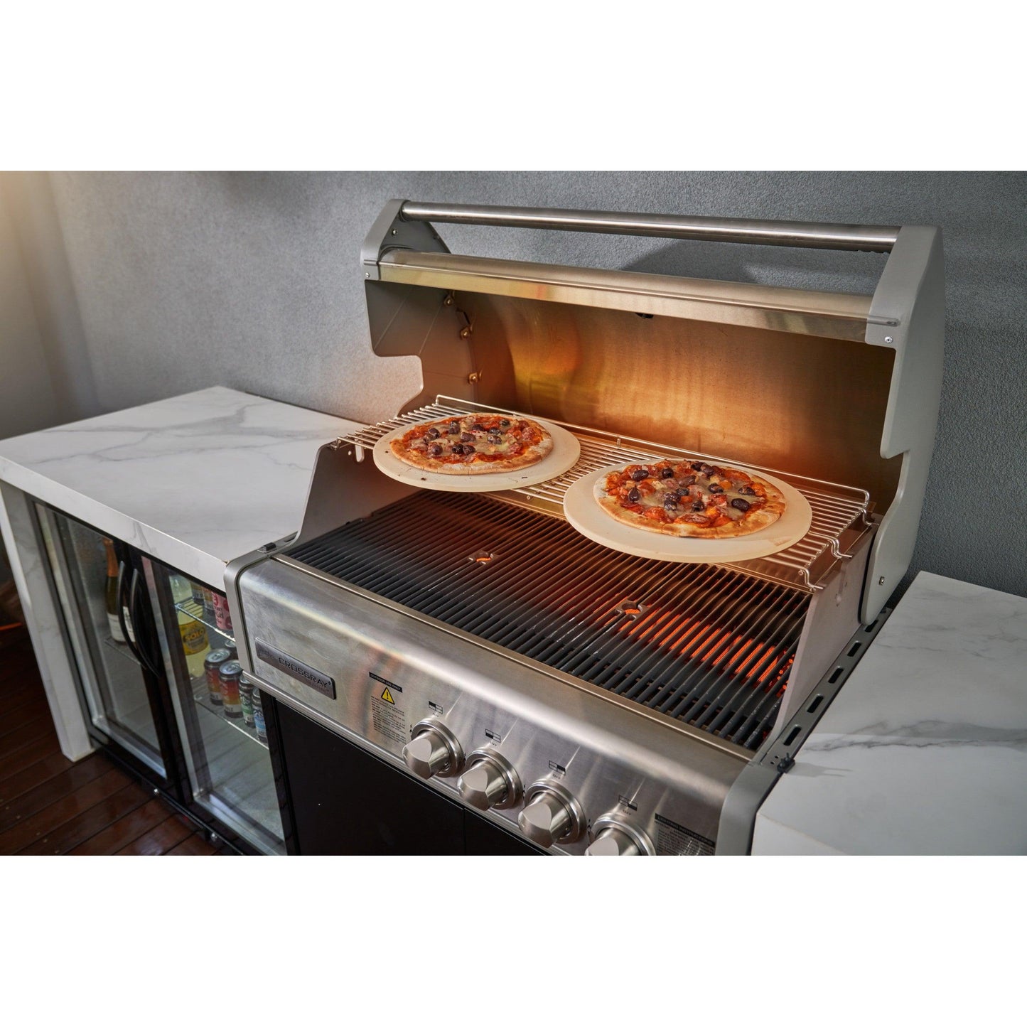 Crossray 4 Burner Gas Outdoor Kitchen With White Bench