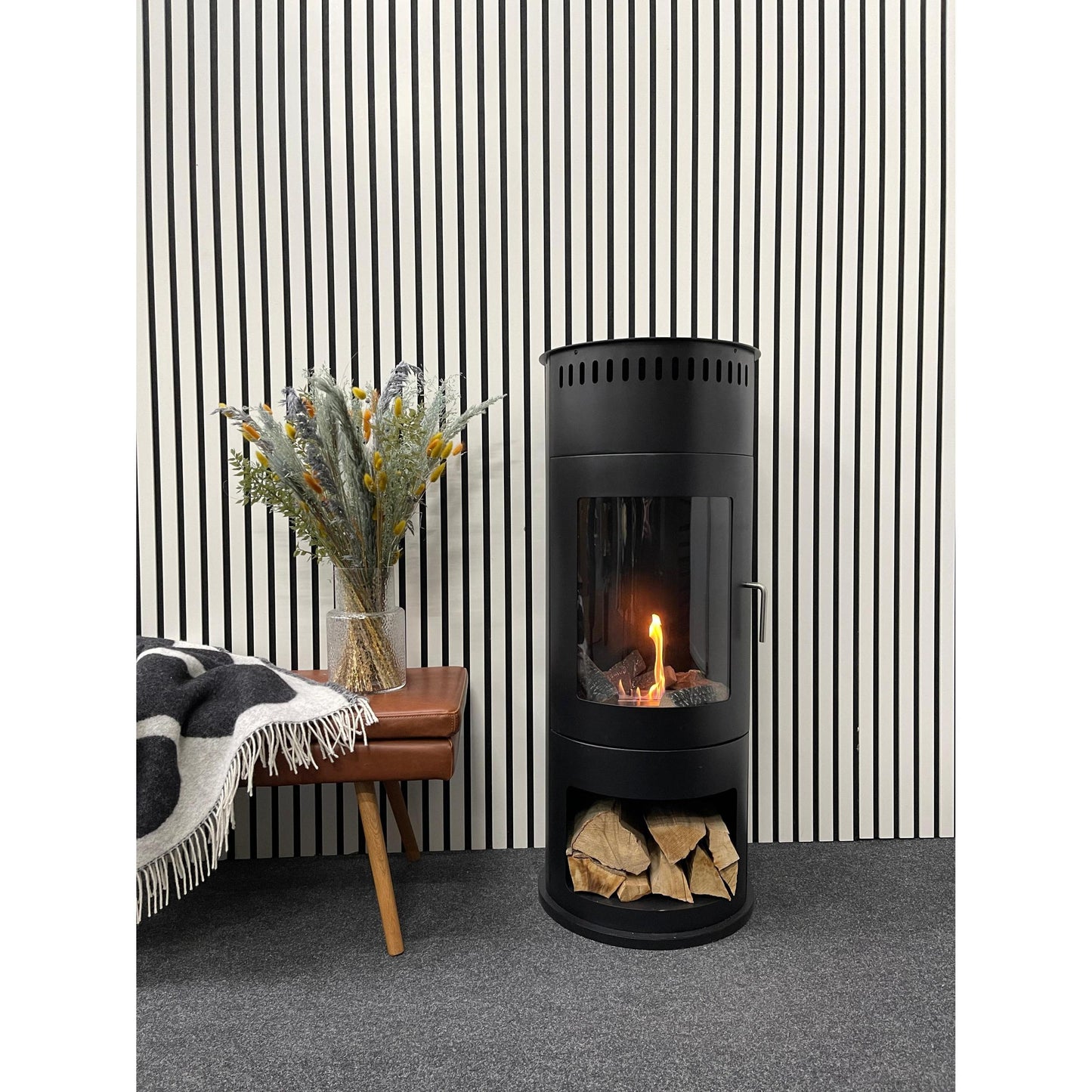 Scandi Washington Black Freestanding Ethanol Fireplace