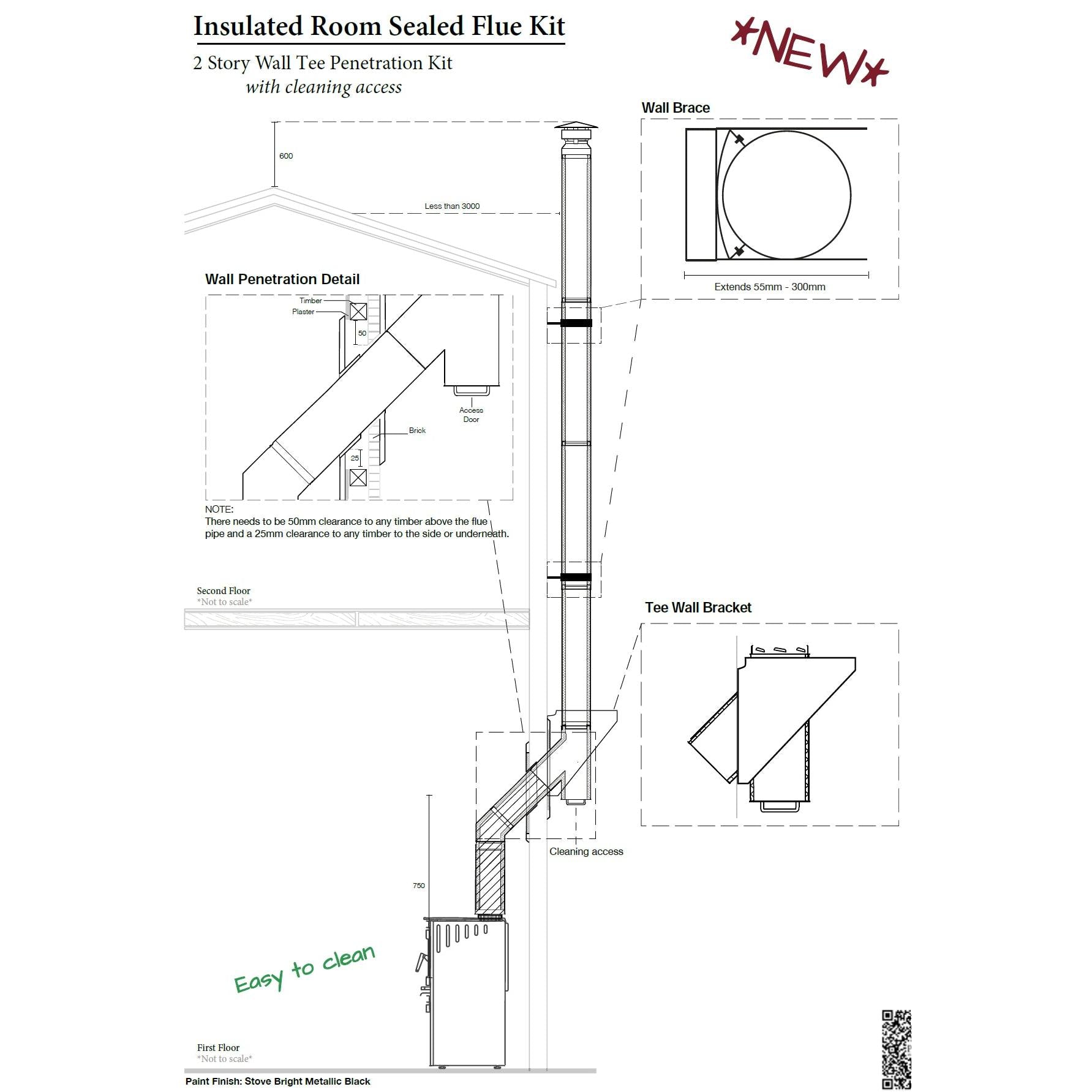 10" Two Story Floor Penetration Room Sealed Flue Kit Type 4