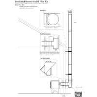 9" Insulated Rear Room Sealed 4m Flue Kit All Black (Suits Freestanding Fireplaces)