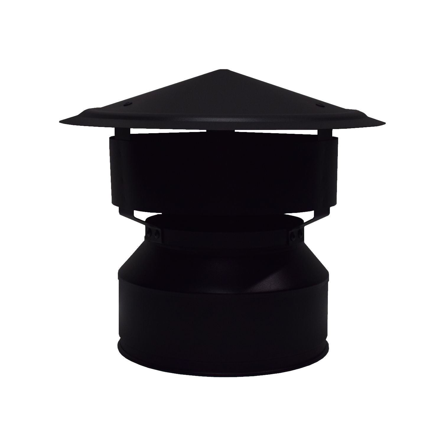 6" Fully Insulated Cone-Rain Cap With Locking Band - Black