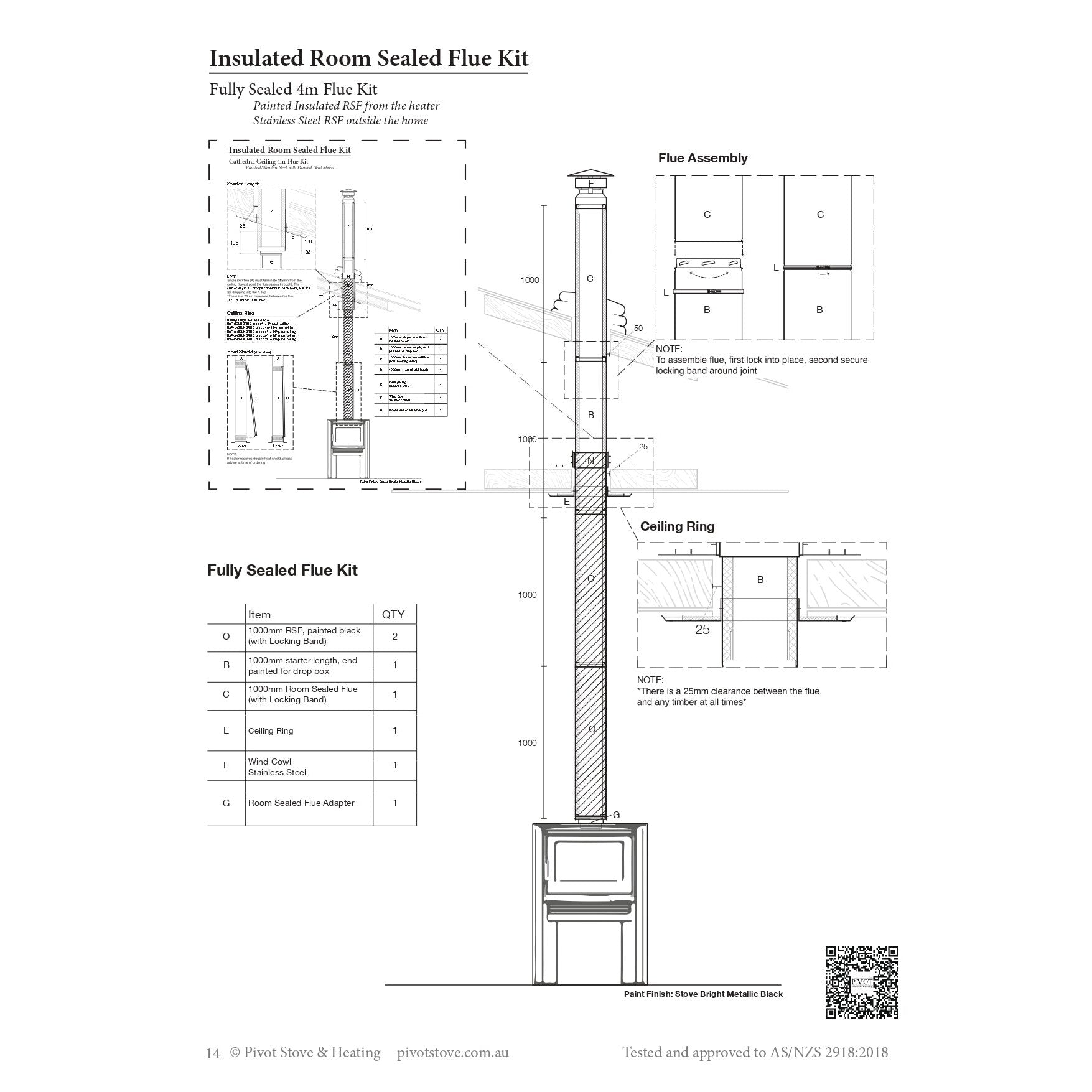 7" Fully Insulated 4m Flue Kit (Suits Freestanding Fireplaces)