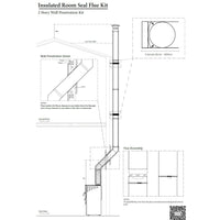 6" Two Storey Wall Penetration Room Flue Kit All Black (Suits Freestanding Fireplaces)