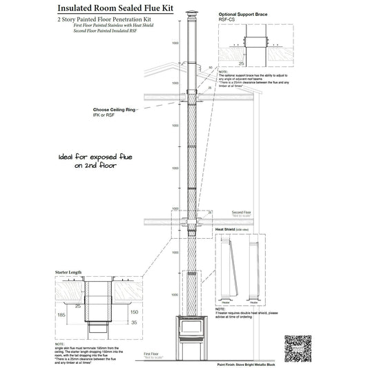 7" Two Story Floor Penetration Room Sealed Flue Kit Type 2