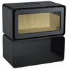 ADF Hayra 85 VL Freestanding Wood Fireplace with Glass Door, Black Steel Base and Fan Kit C/V
