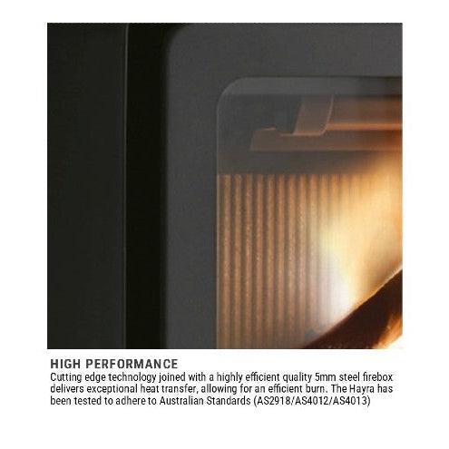 ADF Hayra 85 VL Freestanding Wood Fireplace with Glass Door, Black Steel Base and Fan Kit C/V