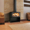 ADF Hayra 85 VL Freestanding Wood Fireplace with Glass Door, Black Steel Base and Fan Kit C/V