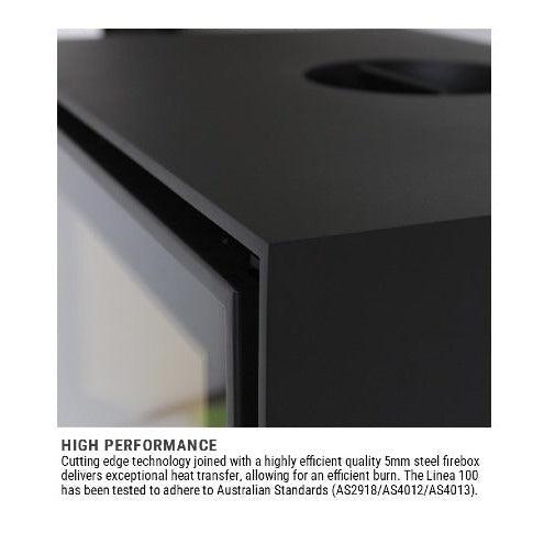 ADF Linea 100 L Freestanding Wood Fireplace inc Steel Base