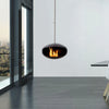 Aeris Hanging Cocoon Ethanol Fireplace - Matte Black With Straight Stainless Steel Suspension