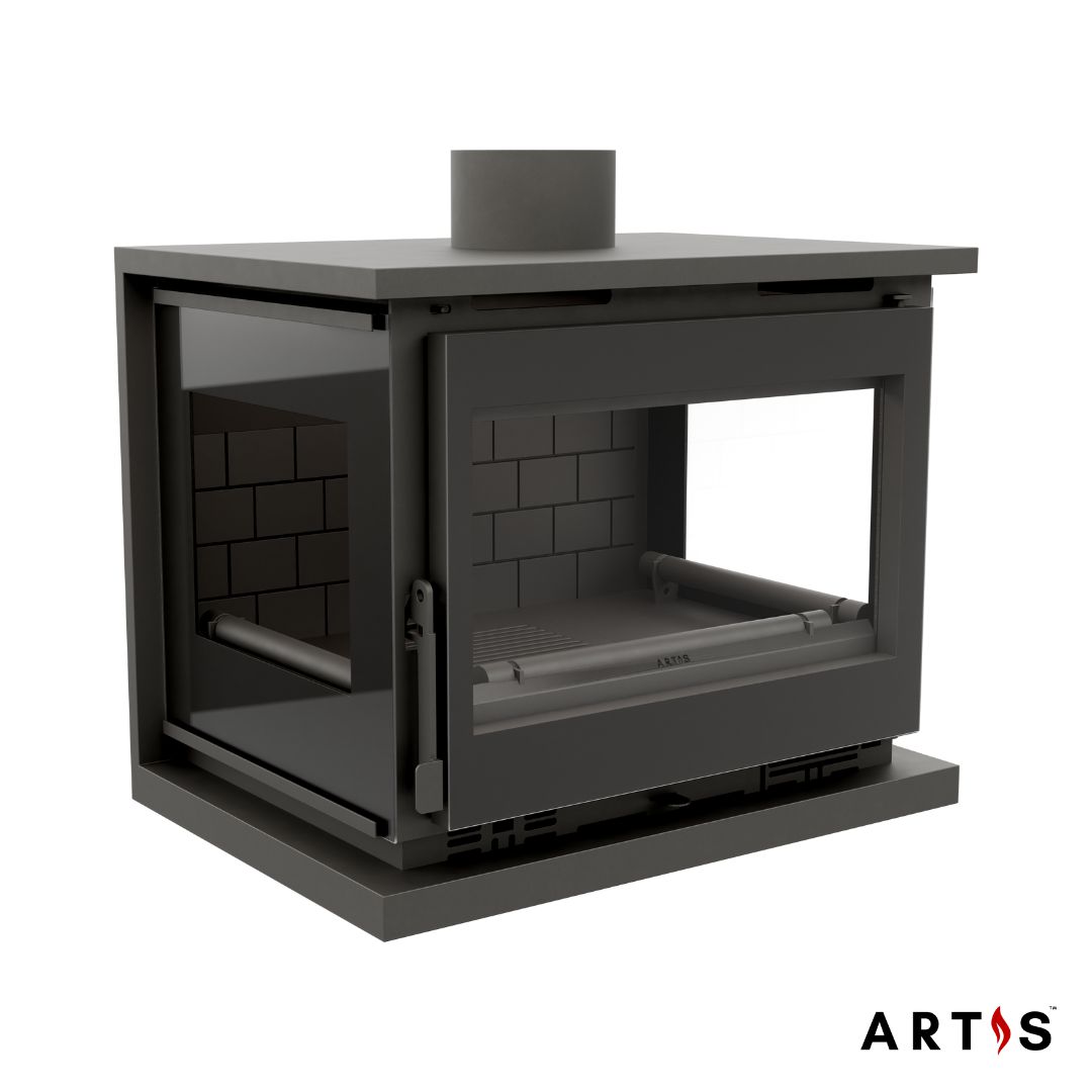 Artis M-173 FK Freestanding or Wall Hung 3 Sided Wood Fireplace