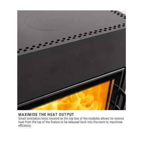 Austroflamm Dexter (Door Hinge Right with Top Extension Box & Adjustable Damper) Wood Fireplace