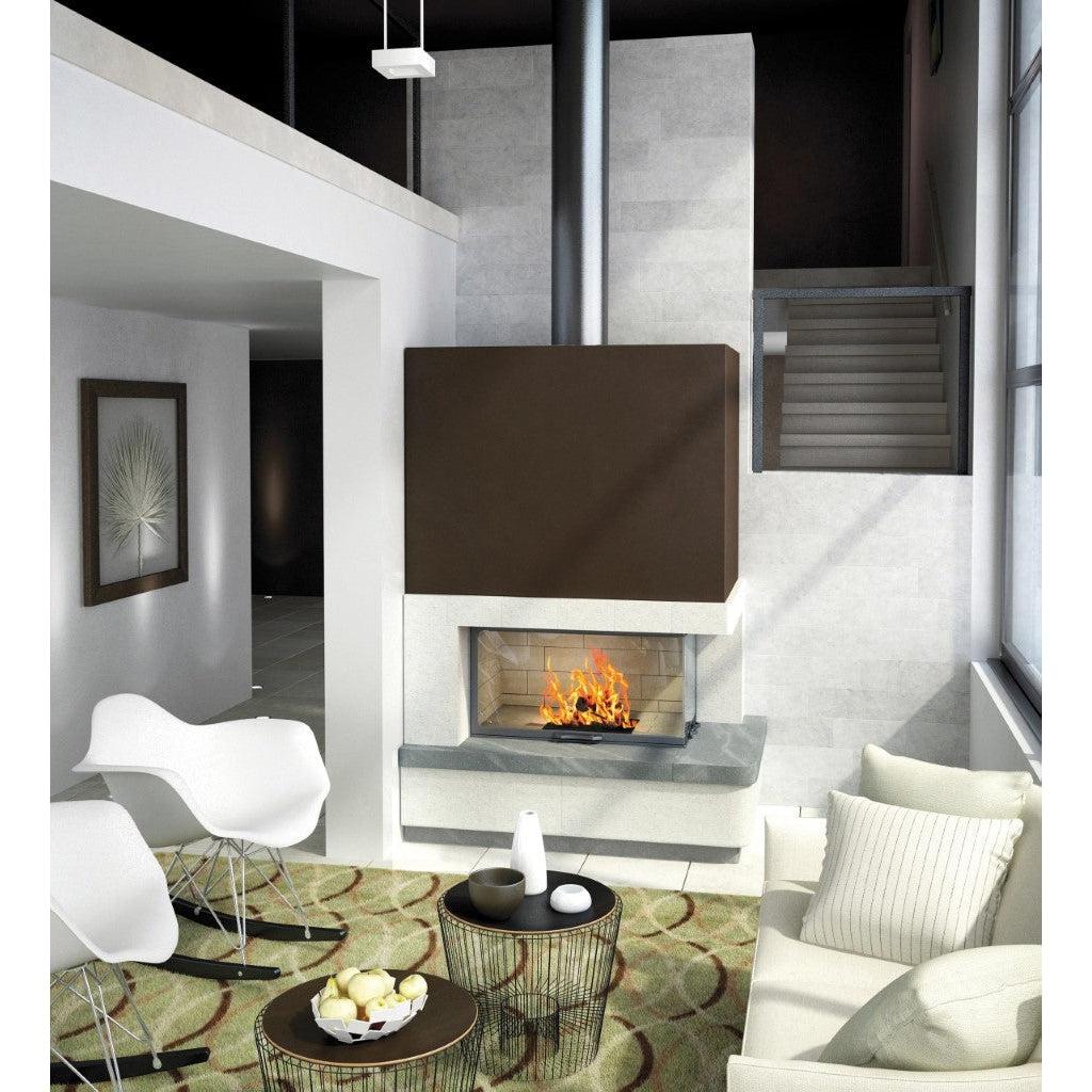 Axis H1200 VLD Panoramic Right Corner Design Inbuilt Wood Fireplace With Lift & Swing Door