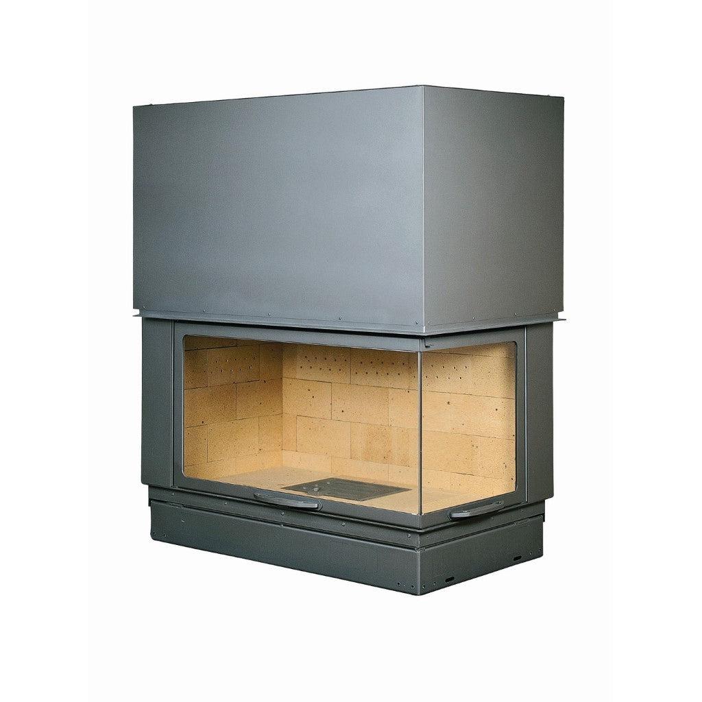 Axis H1200 VLD Panoramic Right Corner Design Inbuilt Wood Fireplace With Lift & Swing Door