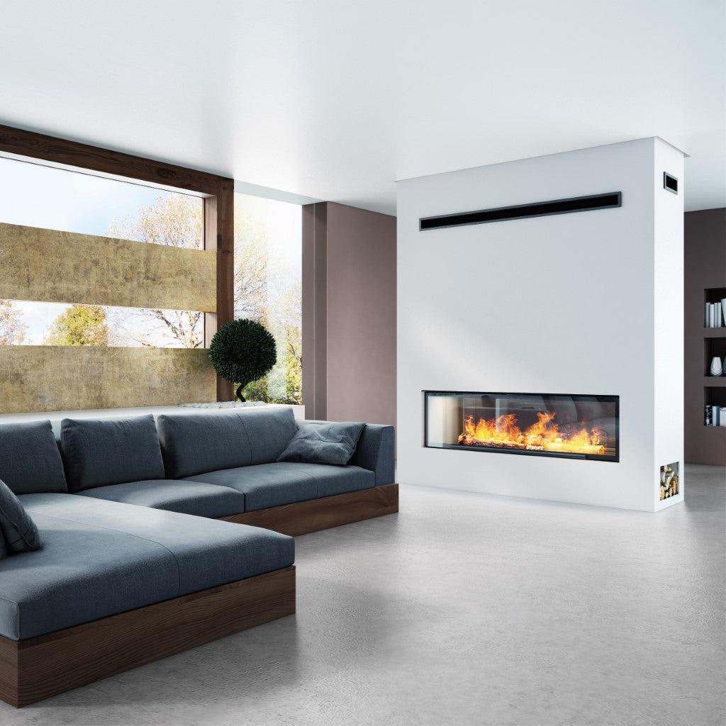 Axis H1600 XXL Panoramic Double Sided Inbuilt Wood Fireplace With Lift & Swing Door